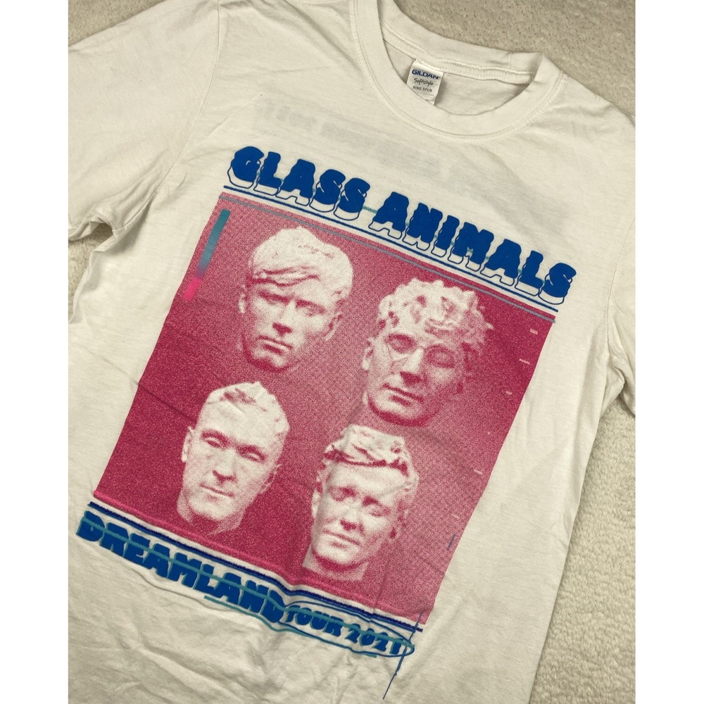 GLASS ANIMALS‎ 'Dreamland Tour' T-Shirt Medium White Double-Sided Music Band Tee